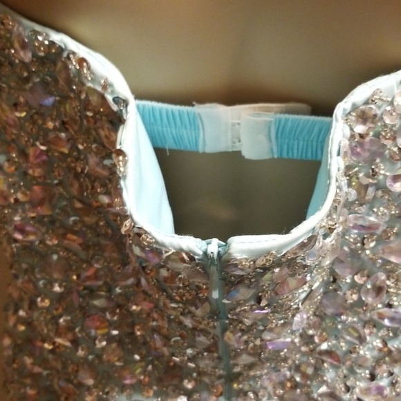 Jeweled Mermaid Mint Color Size 14 Prom Dress - Picture 6 of 8